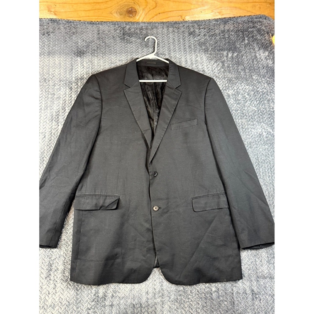 Vintage Hess Blazer Jacket Mens 50L Black Notch Lapel Single Breasted Business